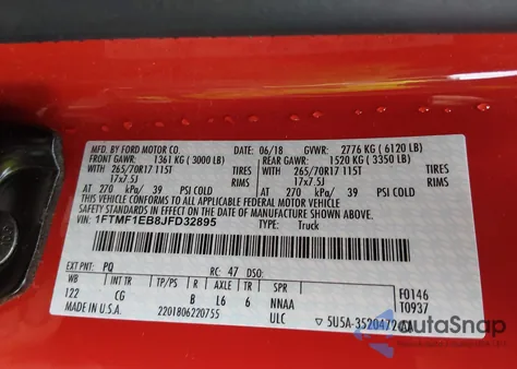 2018 Ford F-150 Xl from USA, damaged, VIN 1FTMF1EB8JFD32895